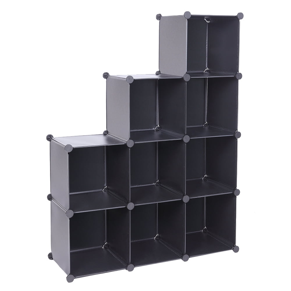 Lowestbest Cube Storage Organizer, Plastic Cube Storage Shelves for Bedroom Living Room Office, Book Shelf 9 Cube Storage Unit for Clothes, Black Lowestbest Cube Storage Organizer, Plastic Cube Storage Shelves for Bedroom Living Room Office, Book Shelf 9 Cube Storage Unit for Clothes, Black