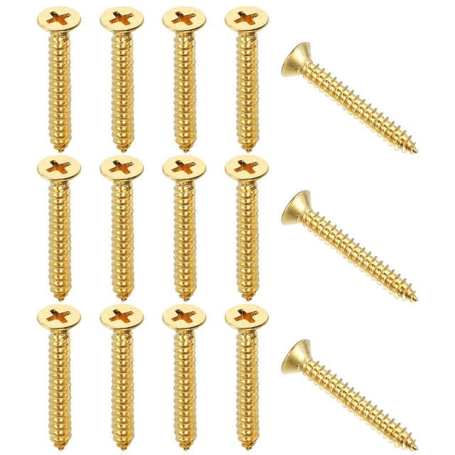 Tornillos de Madera de Latón Uxcell, Tornillos Autoperforantes, Cabeza Plana de Cruz, Adecuados para Bisagras de Puertas, Electrónica, Muebles M5 x 35 mm 25