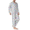 thumbnail image 2 of KLL Butterflies on Polka Dots Sleepwear Mens Flannel Pajamas,Long Cotton Pj Set, 2 of 7