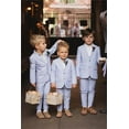 thumbnail image 2 of Boys Linen Suit Set Boys Summer Beach 3 Pieces Slim Fit Kids Tuxedo Suit Blazer Vest Pants Suit, 2 of 8