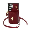 thumbnail image 4 of Feishell Crossbody Wallet Case for Samsung Galaxy S25 Ultra, PU Leather Lanyard Shoulder Strap Wallet Case with Card Holder, Shockproof Full Protection Flip Kickstand Phone Case, Red, 4 of 11