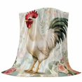 thumbnail image 6 of Vintage Rooster Blanket Soft Cozy Warm Twin Blanket for Bed, Plush Fuzzy Flannel Fleece Blankets for Sofa, Watercolor White Animals Spring Floral Throw Blankets for Couch, Gifts for Men, 60"x80", 6 of 9