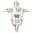thumbnail image 2 of FORMRS Wearable Blanket Hoodie with Sleeves for Kids Cozy Flannel Sweatshirt, Light Gray Cat Pattern, 2 of 7