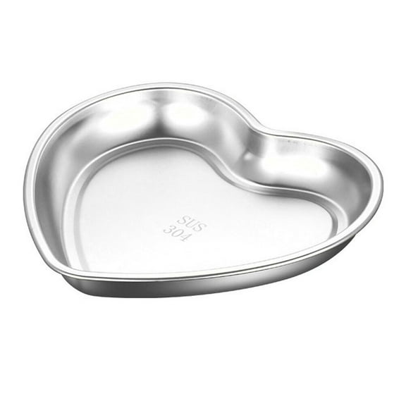 COOPHYA Heart-Shaped Stainless Steel Snack Dish For Kitchen Utensil Home Use 1Set 4.9X3.5X1In