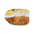 thumbnail image 4 of Yellow Handcrafted Ocean Wave Olive Wood Charcuterie Board - Serving Platter, 4 of 5