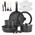 thumbnail image 1 of Juego de ollas y sartenes antiadherentes JEETEE de 19 piezas, con mango desmontable, para inducción, apilables para autocaravanas, aptos para horno, sin PFOA, color negro, 1 of 5