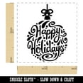 thumbnail image 2 of Happy Holidays Cursive on Ornament Christmas Self-Inking Rubber Stamp Ink Stamper - Black Ink - Small 1 Inch, 2 of 7