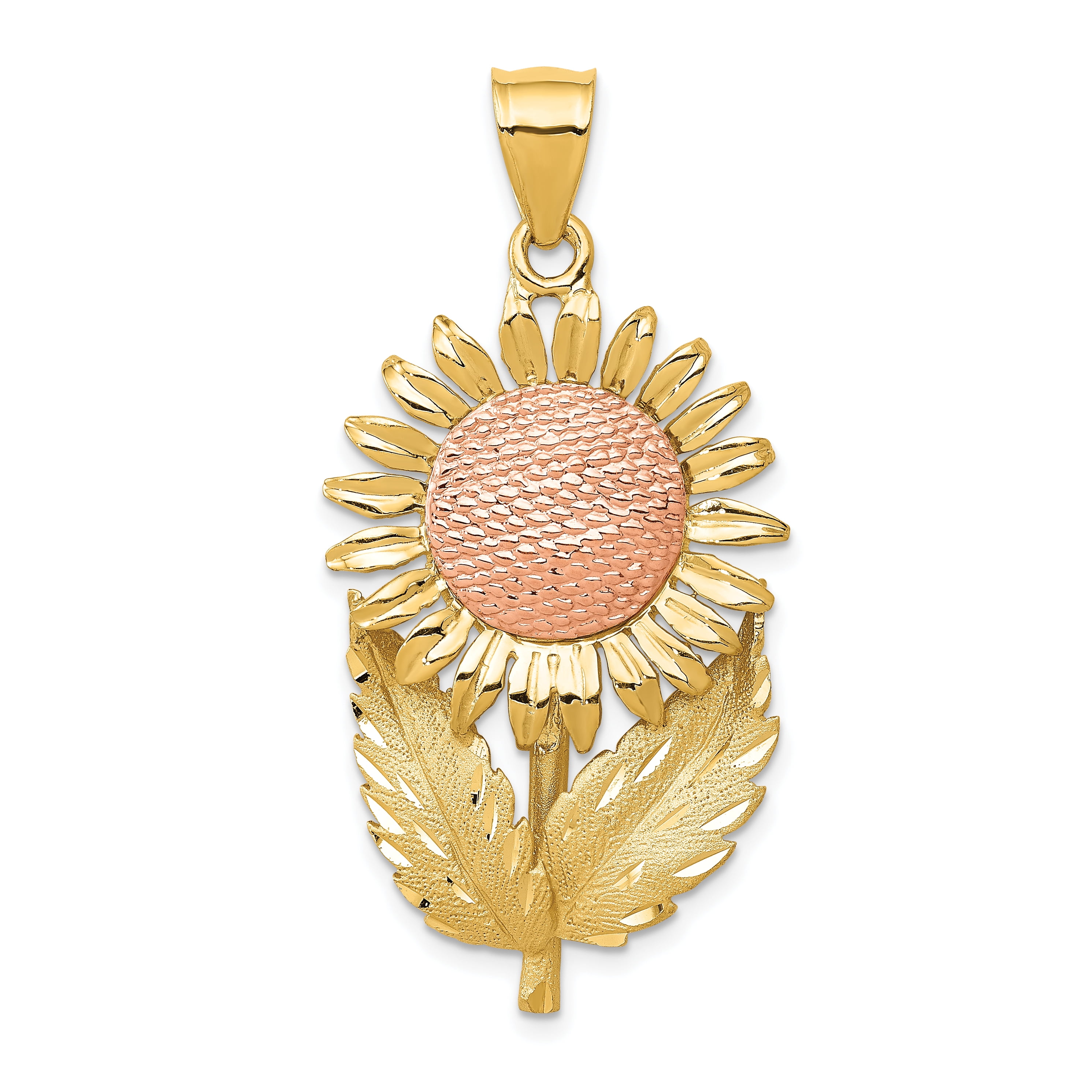 14k Yellow Gold Sunflower Pendant