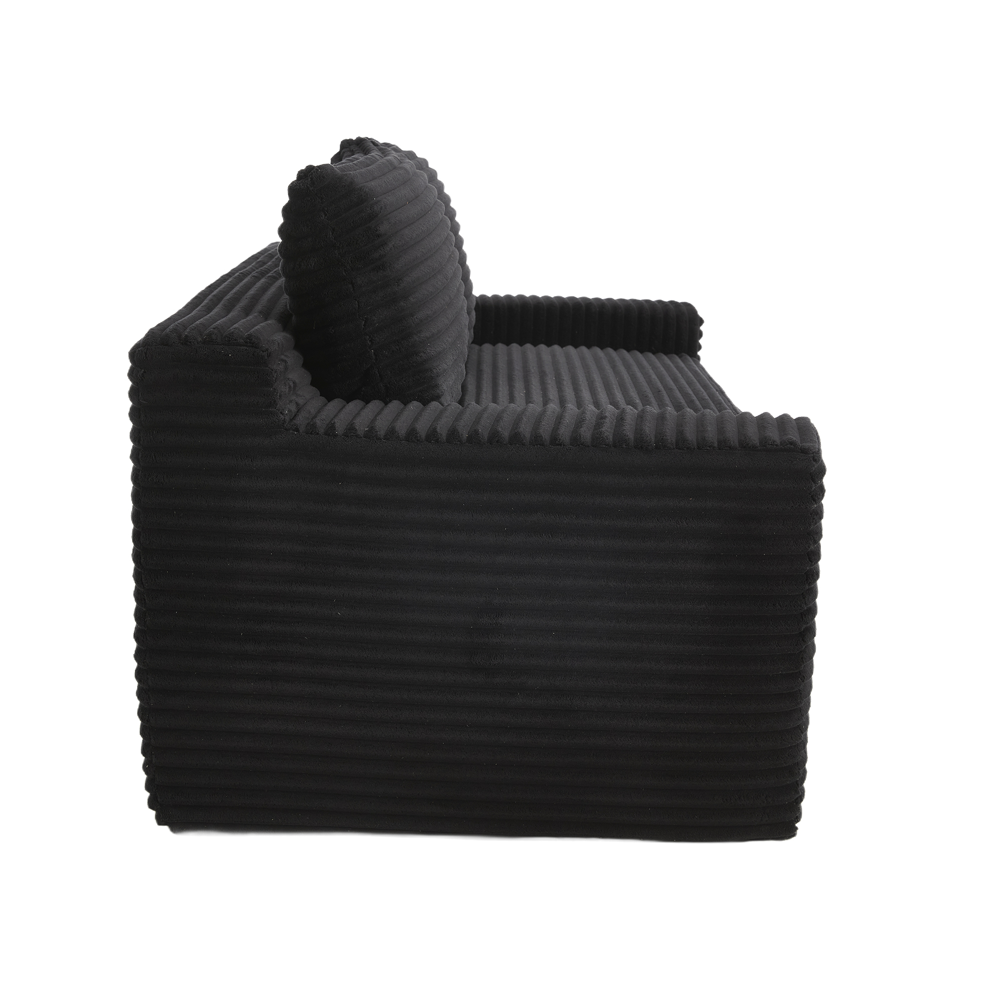 Miniyam Convertible Loveseat Sofa Bed with Memory Foam, Small Couch for Apartment, No Assembly, Corduroy, Black