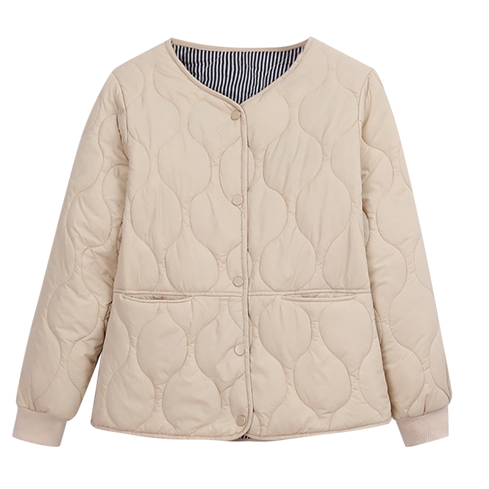 Hfyihgf Plus Size Down Jacket Womens Winter Coats Button Down Wool Outerwear Padded Windproof