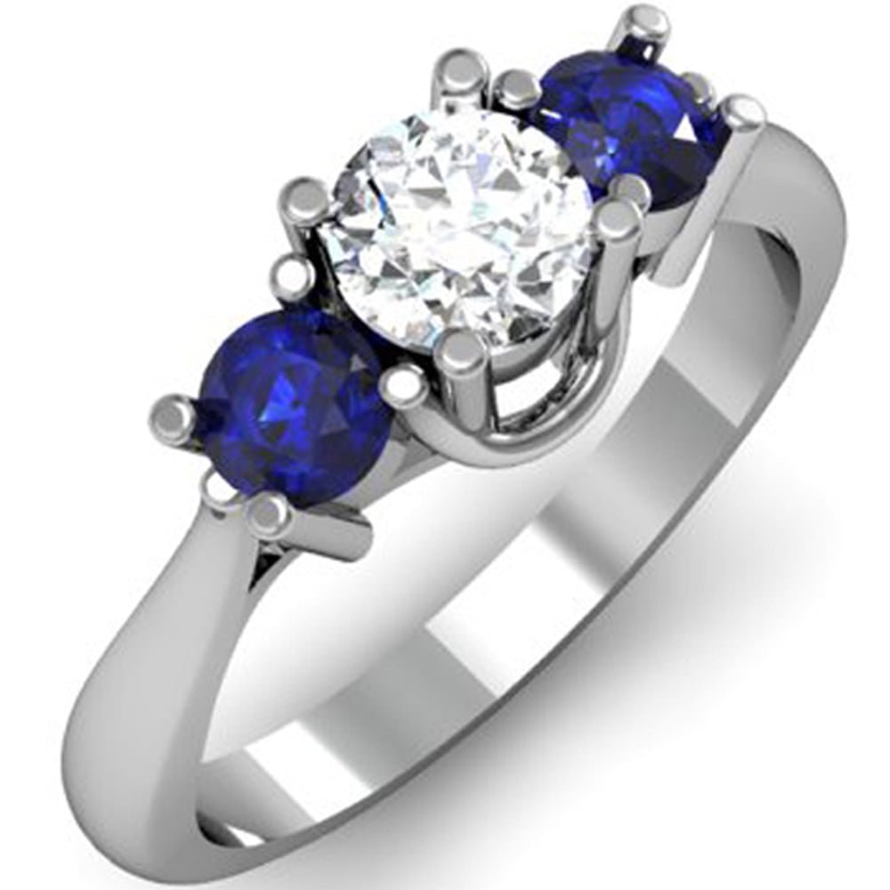Details about   3.5 Cushion 3Stone Blue Sapphire CZ Engagement Wedding Ring 14k White Gold 