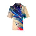 thumbnail image 5 of Summer Polo Shirts for Women Waffle Retro Texture Gradient Print Golf Polos Short Sleeve Button Collar Trendy Blouse Blue XXL, 5 of 6