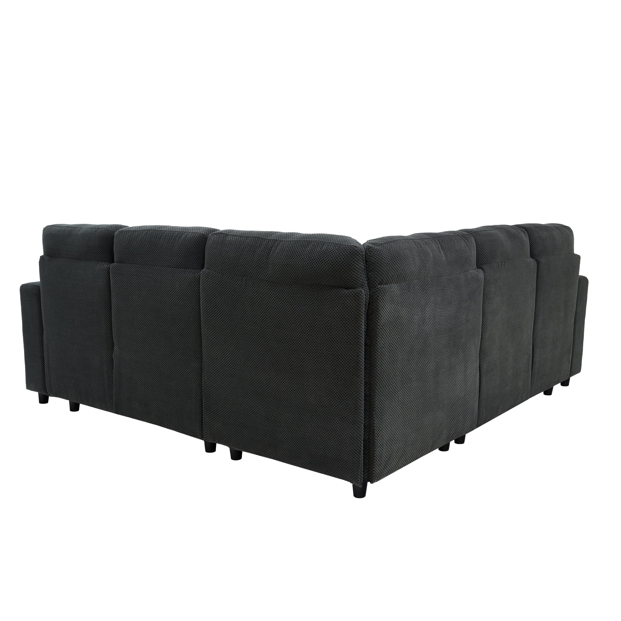 Leumius 76.5" Sectional Sleeper Sofa with Pull Out Bed,Storage Seat & Cup Holders,L-Shape Modern Upholstered Sofa Couch Convertible Corner Couch for Living Room,