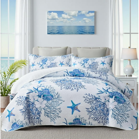 Juego de cama Weesire King, 244 x 269 cm, edredón costero náutico