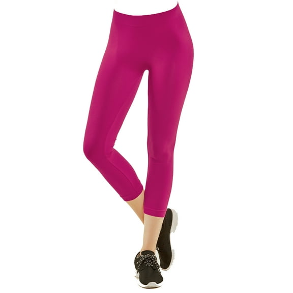 Gravity Threads Nylon Spandex Womens Capri Leggings - Fuchsia