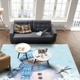 thumbnail image 2 of Light Blue Christmas Area Rug 4x6ft Snowman with Cap Xmas Snowflake Non-Slip Washable Square Rugs Soft Felt Indoor Floor Mat for Bedroom Kitchen Living Room Bathroom, 2 of 8
