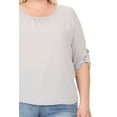 thumbnail image 5 of Women's Plus Size Casual Round Neck Top with Button Tab Sleeve, 5 of 6