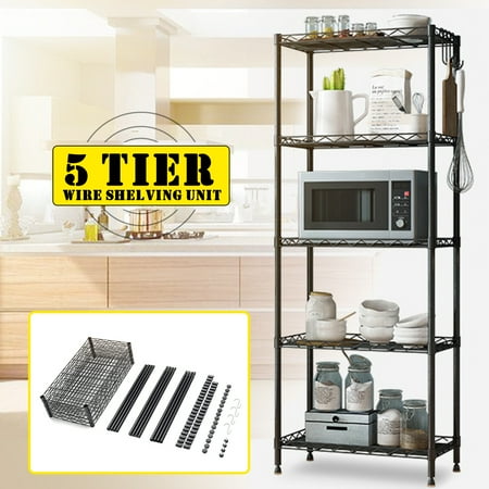 5 Tier Wire Shelving Metal Wire Shelf Storage Rack Durable