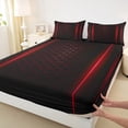 thumbnail image 3 of jejeloiu Geometric Honeycomb Hexagon Full Size Sheets,Neon Striped Lines Bed Sheets,Red Black Sheet Sets For Kids,Super Cozy Room Decor,4pcs, 3 of 7
