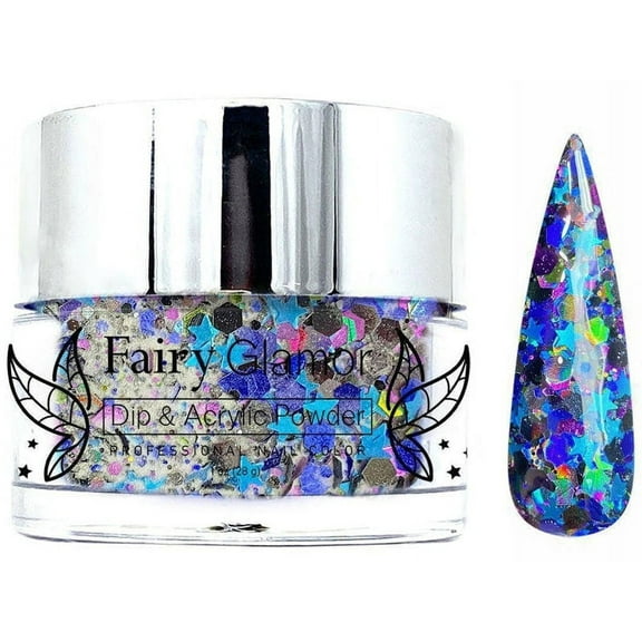 Dark Blue Chunky Glitter Dip and Acrylic Nail Powder - Dark Magician - Fairy Glamor