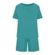 thumbnail image 5 of ICHUANYI Clearance Women Casual Summer Round Neck Short Sleeve Tops And Shorts Two Set Suit(Sky Blue, XXL) ICHUANYI WER2023081011976, 5 of 7