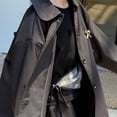 thumbnail image 6 of Girls Loose Trench Coat Mid Length Single Breasted Lapel Collar Fashion Casual Windbreaker Long Jacket Outerwear (7 Years, Black), 6 of 7