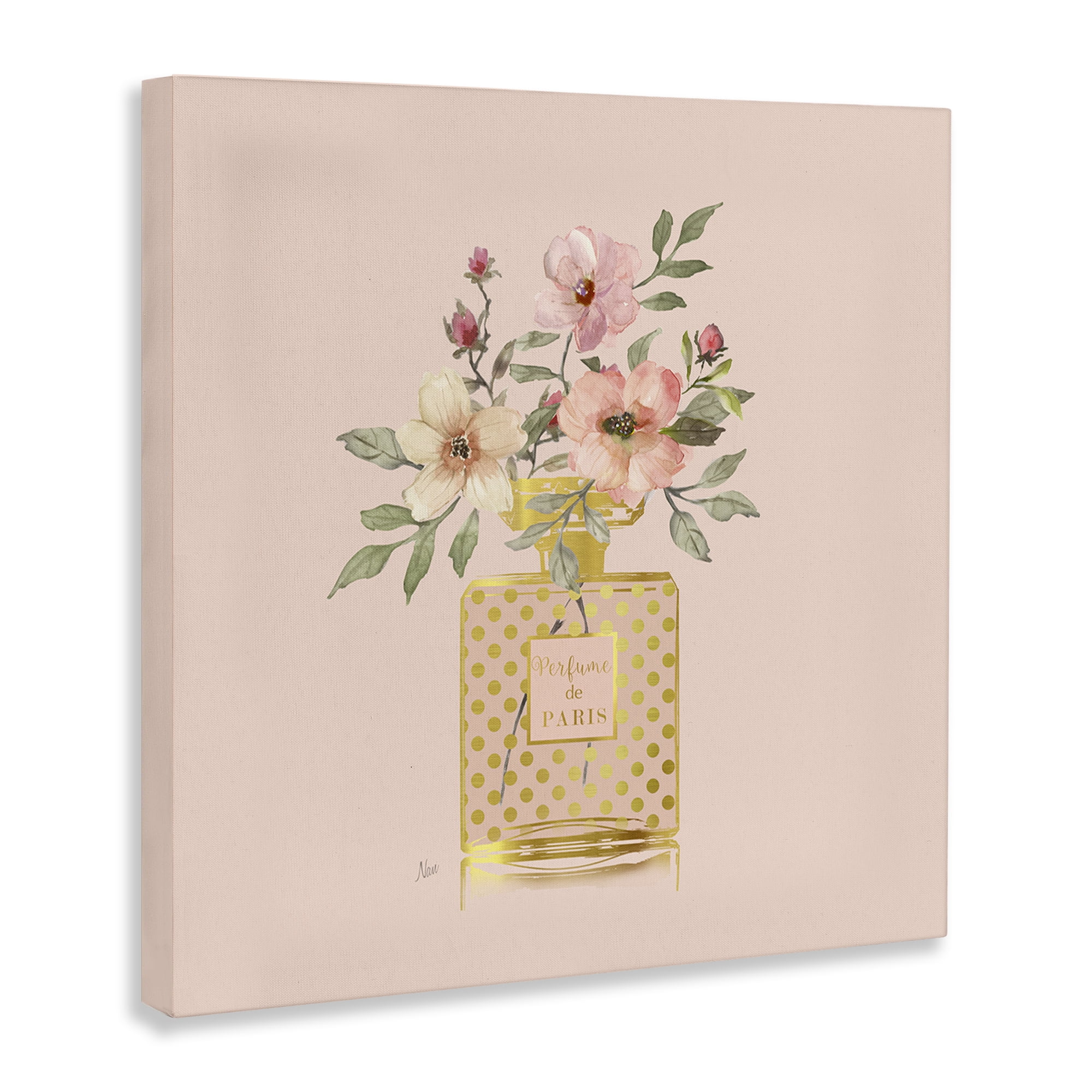 Stupell Industries Glam Perfume Bouquet Botanical & Floral Painting Gallery Wrapped Canvas Art Print Wall Art, 17 x 17