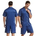 thumbnail image 2 of FLMEI Men's Satin Pajamas Sets Silk Button Down Nightwear Short Sleeve Sleepwear 2 Pieces Pjs Loungewear Casual with Shorts S-XL, 2 of 9