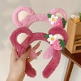 thumbnail image 3 of Strawberry Bear Plush Headband for Women Sweet Fashion Girls Face Wash HairBand, 3 of 9