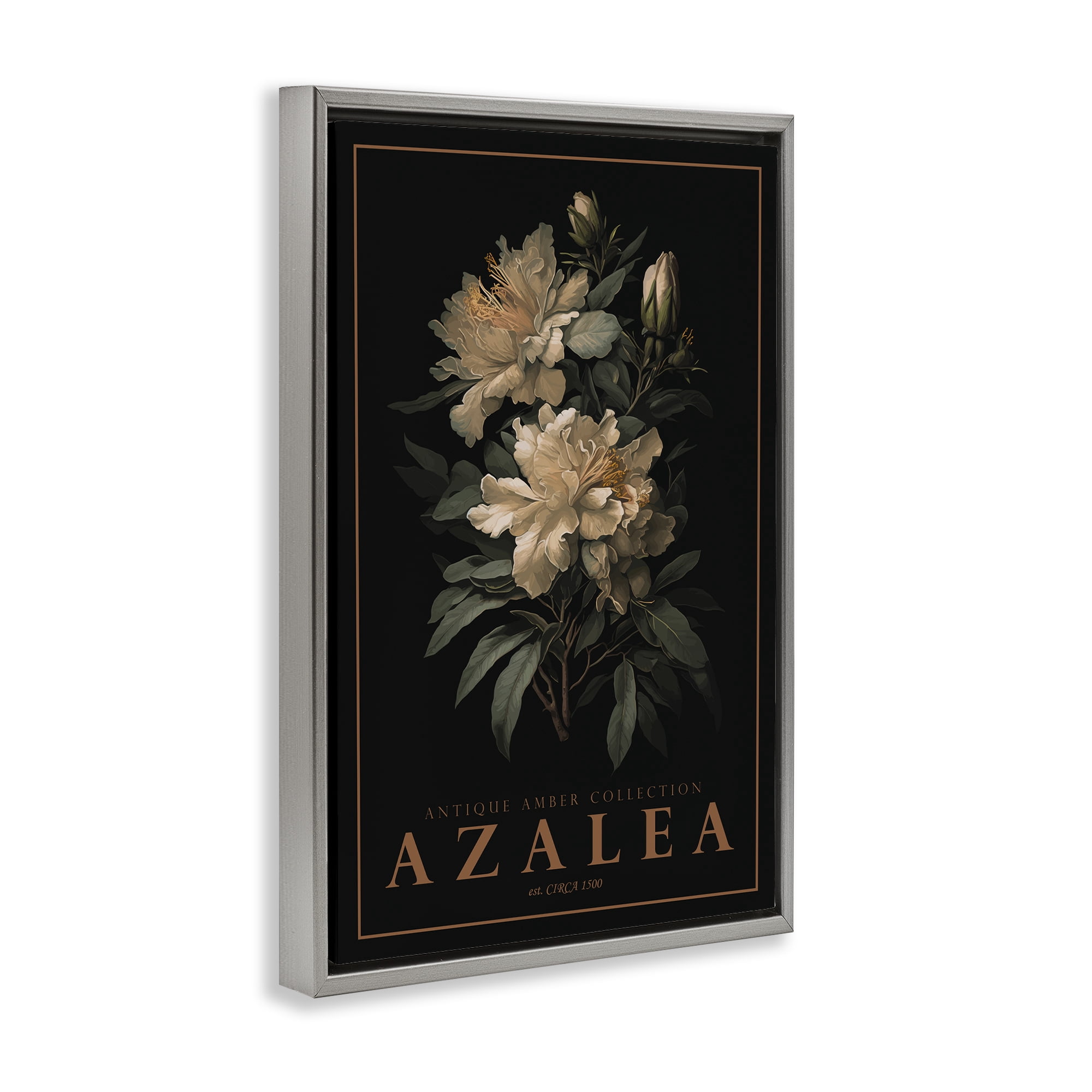 Stupell Industries Antique Azalea Light Gray Framed Floater Canvas Wall Art, design by Chris Giampietro