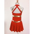 thumbnail image 5 of YONGHS Kids Girls Cheerleading Uniform Outfits Sleeveless Letters Printed Fancy Dress Red 8, 5 of 7