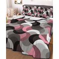 thumbnail image 3 of Quilts King Size Bedding Set, Pink Grey Abstract Lightweight Quilted Comforter, Modern Geometric Ombre Artwork Soft Reversible Bedspread Coverlet with Pillow Covers for All Season, 96" x 106", 3 of 7