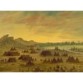 thumbnail image 2 of Catlin, George 24x19 Black Ornate Wood Framed with Double Matting Museum Art Print Titled - An Apachee Village, 1855-1869, 2 of 4