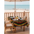 thumbnail image 3 of Rectangle Outdoor Tablecloth With Umbrella Hole And Zipper– Abstract Ethnic Tie Dye Waterproof Patio Table Cover for Party, Picnic, Backyard, 60"x120" , Red Green Yellow Black, 3 of 8