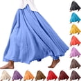thumbnail image 2 of Flowy Skirts for Women Midi Length Fashion Color Block Soft & Breathable Chiffon Elastic High Waist Pleated A-Line Flared Maxi Skirts, 2 of 8