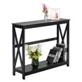 UBesGoo 2Tier XDesign Occasional Console Sofa Table Bookshelf Black