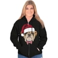 thumbnail image 4 of Cute Santa Pug Bulldog Christmas Unisex Fleece Graphic Zip Up Hoodie Brisco Brands 3X, 4 of 5