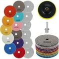 thumbnail image 2 of 13Pc 4 Inch Diamond Polishing Pads Set With 5/8''-11 Backer Pad, 50-8000 Grit Pads For Granite Marble Concrete Stone Polishing, For Countertop Floor Tile Grinding Buffing, 2 of 6