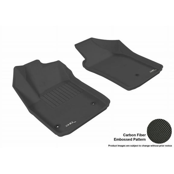 3D MAXpider 2012-2019 Fits Fiat 500 500E Kagu 1st Row Black Carbon Fiber Embossed Pattern Floor Mat L1FA00311509