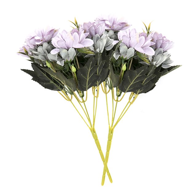 Flor artificial Decoración floral falsa Oficina en casa Adorno de Ramo de flores artificiales, Gris 2 piezas 5 ramas 15 cabezas AweSitey HA6792-05B