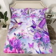 thumbnail image 2 of jejeloiu Retro Rustic Flower Full Size Sheets,Purple Hummingbird Bed Sheets,Country Floral Sheet Sets For Girls Teens,Breathable Home Decor,4pcs, 2 of 7