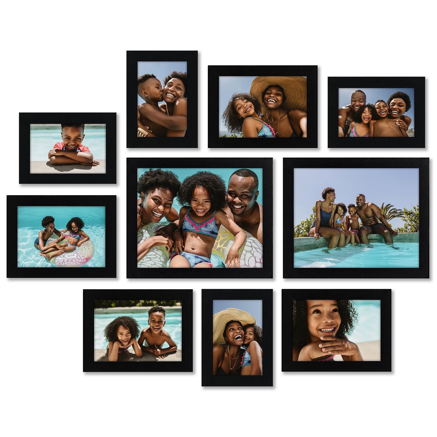 Americanflat Set of 10 Picture Frame with Shatter-Resistant Glass 10 Pack 8x10, 5x7, 4x6 Gallery Wall - Black