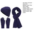 thumbnail image 7 of Tnobhg 3Pcs/Set Unisex Winter Beanie Hat Long Scarf Gloves Set Solid Color Ribbed Texture Warm Knit Scarf Mittens Hat Set, 7 of 7