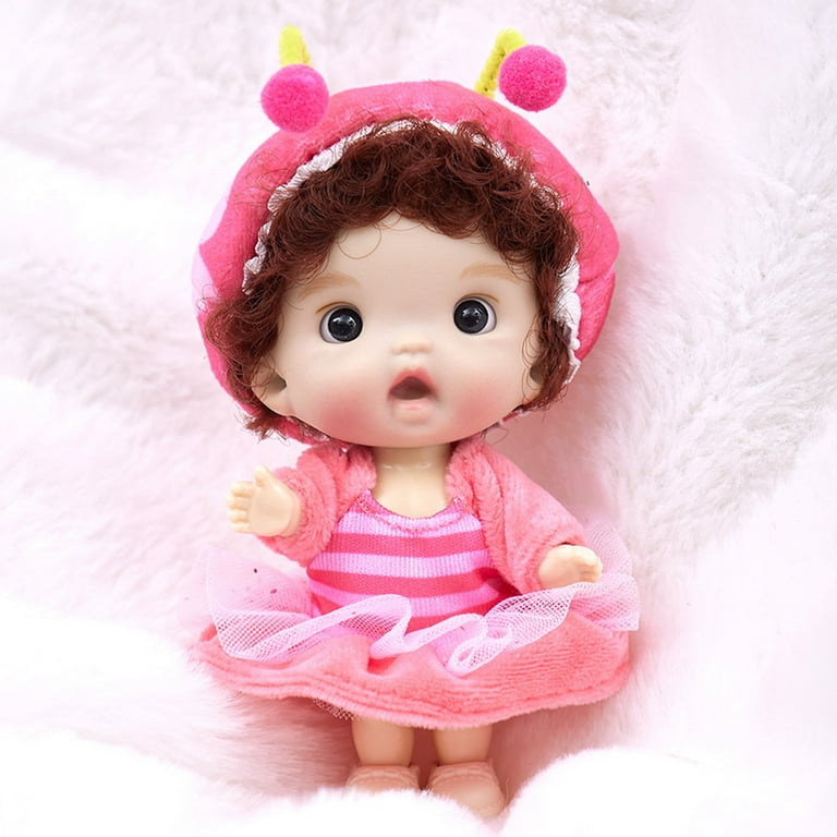 4Inch Enamel Baby Doll with Removable Clothes, Soft and
