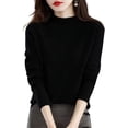 thumbnail image 1 of Women‘s Wool Sweaters Mock Turtle Neck Lightweight Long Sleeve Cozy Warm Fall Winter Pullover Tops, 1 of 6