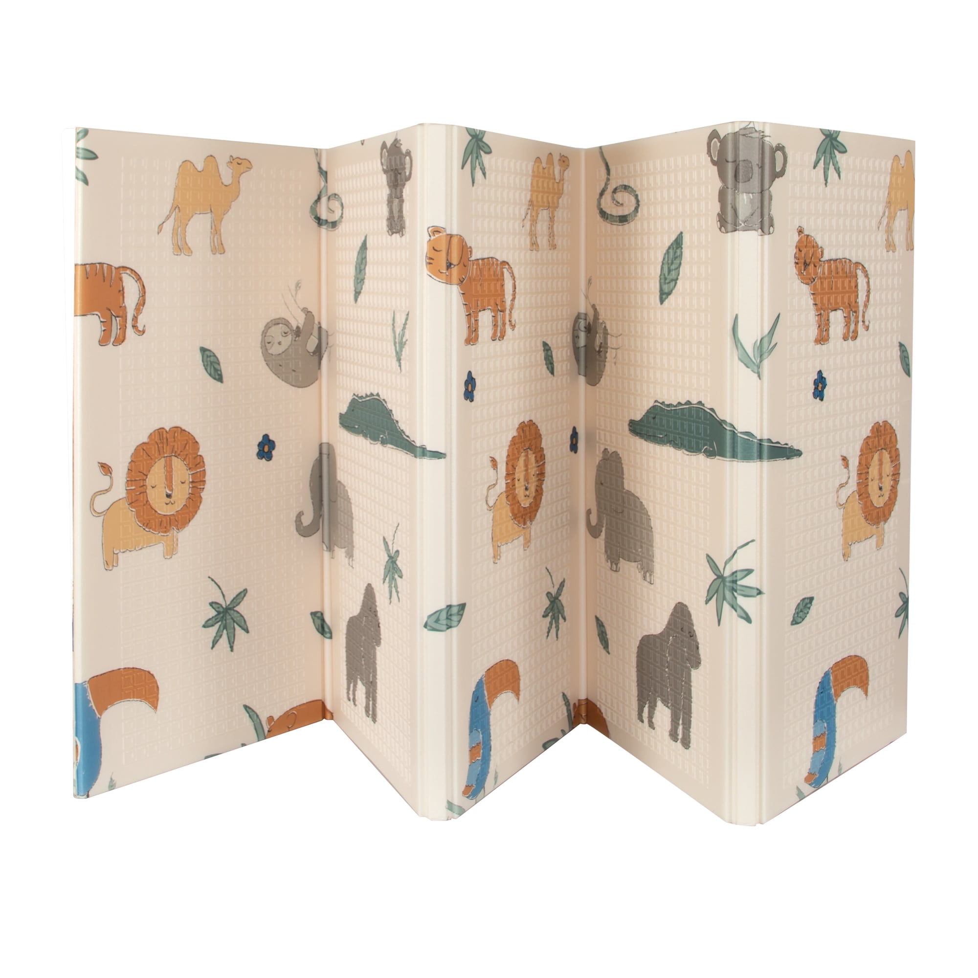 Nuby Reversible and Foldable Baby Playmat for Floor for Infants, Safari