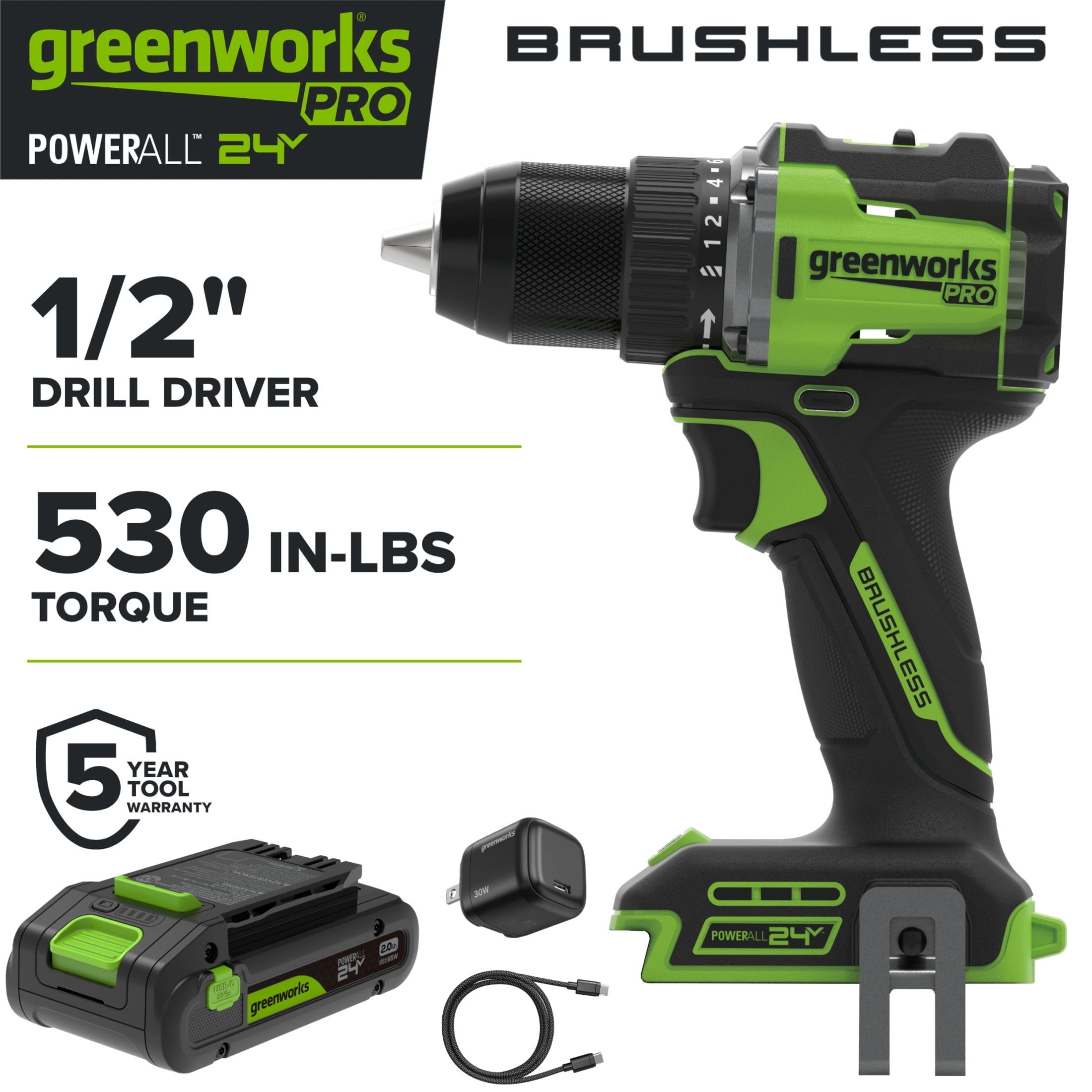 Greenworks PowerAll 24V Brushless 400 lbs 2 Speed 1/2