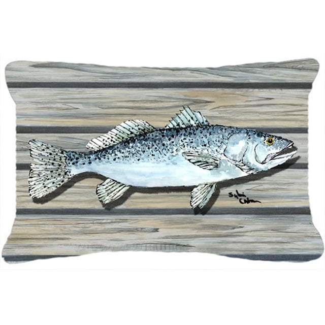 Oreiller Décoratif en Tissu Intérieur et Extérieur de Truite Mouchetée de Poisson