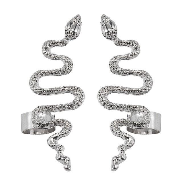 Miangastore 2pcs Chic Snake Shaped Earring Woman Creative Ear-stud Alloy Ear Jewelry