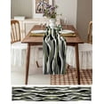 thumbnail image 6 of Hokiten Table Runners 48 Inches Long Dress Scarves, Sage Green Stripe Farmhouse Kitchen/Dining Table Runner, Short Coffee Tablerunners, Grey Moire Geometric Modern Abstract 13x48 Inch, 6 of 7
